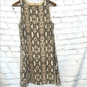 Caramela Tan Brown Snakeskin Print Sleeveless Shift Dress Size Medium